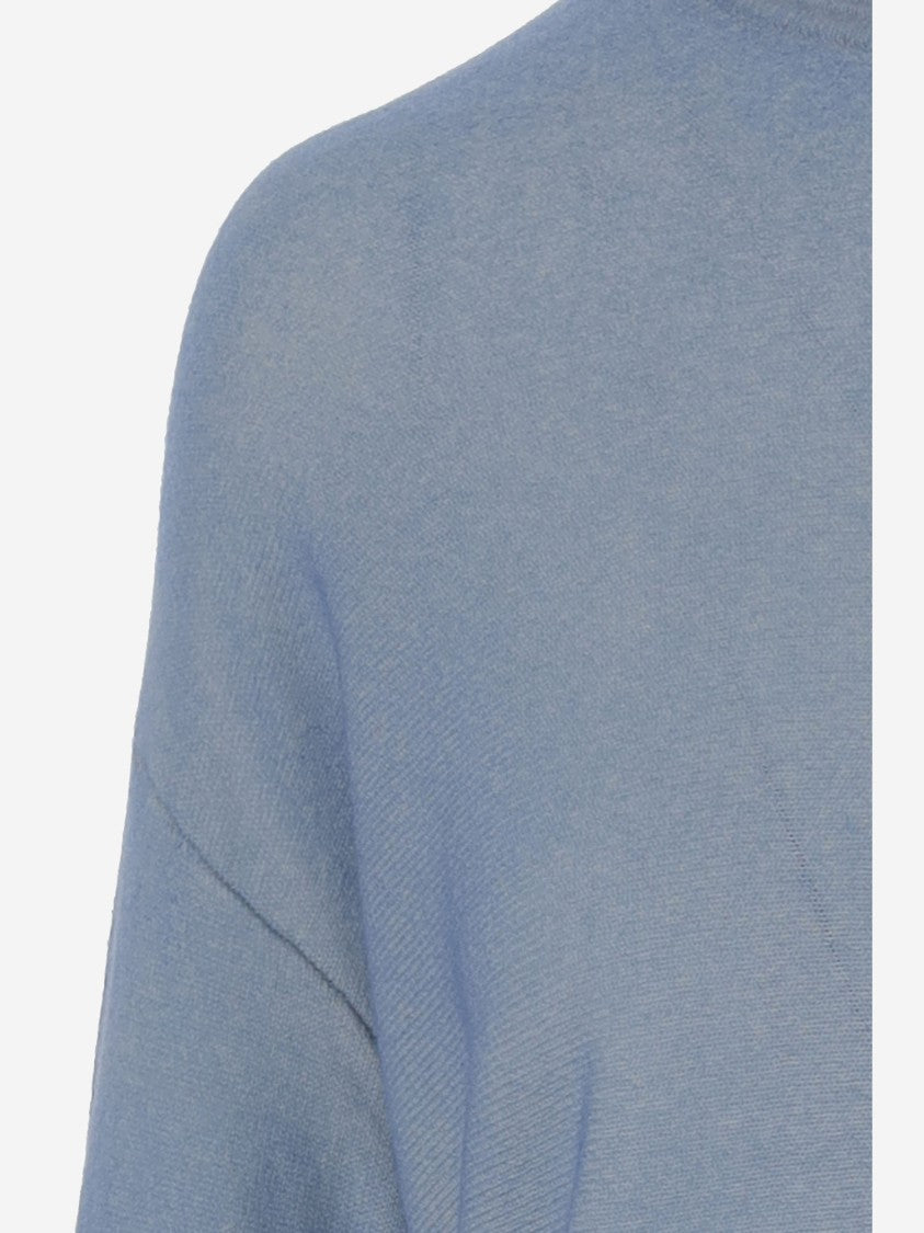 Oliver Lattughi Light Blue Cashmere Sweater With Crew Neck