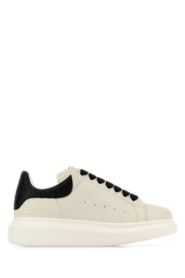 Alexander Mcqueen White Leather Sneakers With Black Leather Heel