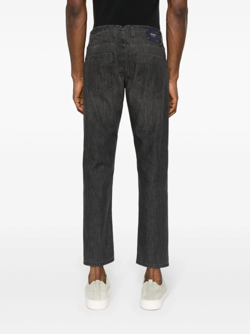 Incotex Black Pantalone Slim-Fit Washed Denim Pants