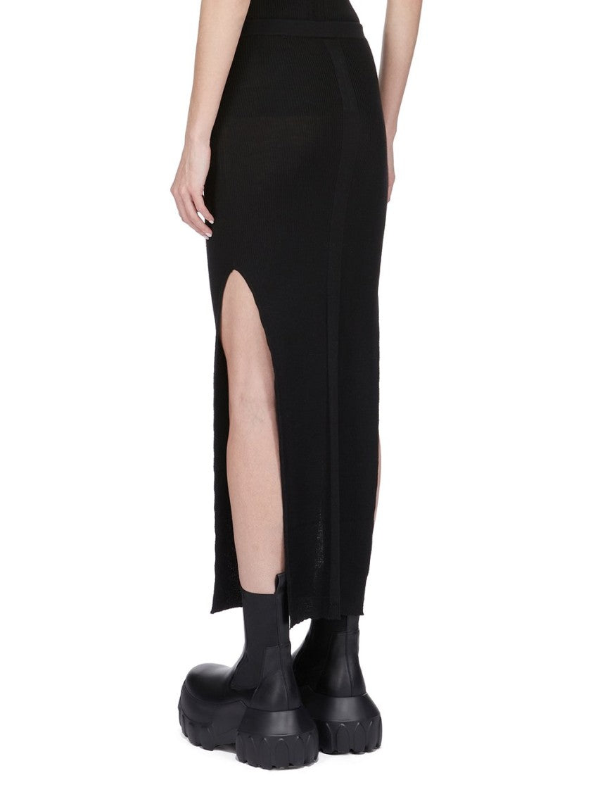 Rick Owens Ribbed Knit Sacriskirt With Signature Back Detail