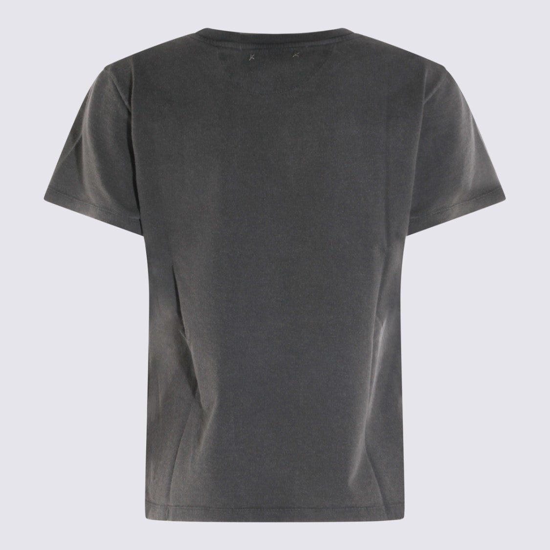 Golden Goose Faded Grey Crew Neck T-Shirt With Distressed Finish And Reversed Text Print