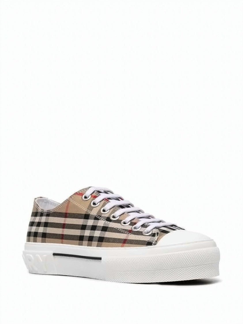 Burberry Vintage Check Cotton Sneakers With Leather Accents