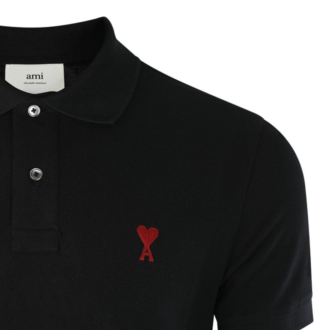 Ami Paris Classic Black Cotton Polo Shirt