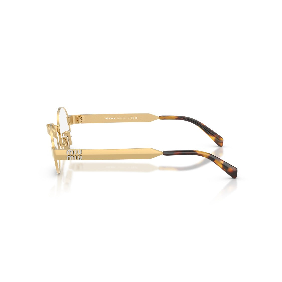 Miu Miu Oval Metal Sunglasses With Tortoiseshell Tips