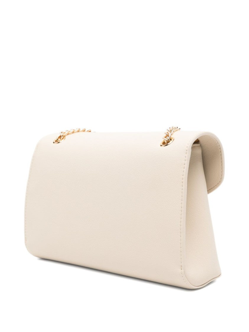 Love Moschino Ivory Shoulder Bag With Gold-Tone Heart Clasp And Chain Strap