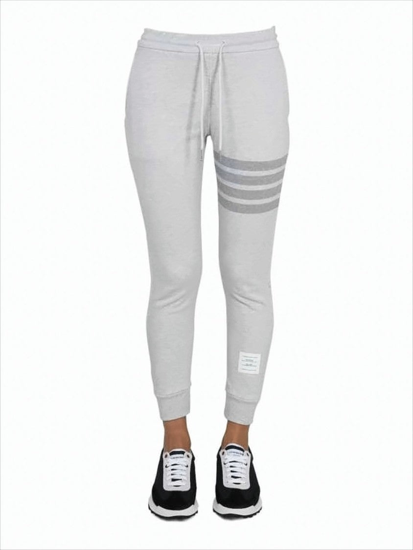 Thom Browne Slim-Fit Light Grey Leggings With Ribbed Cuffs