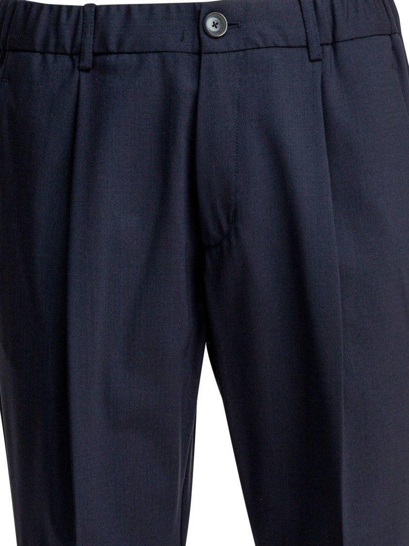 Herno Mid-Rise Virgin Wool Pants With Pleated Front