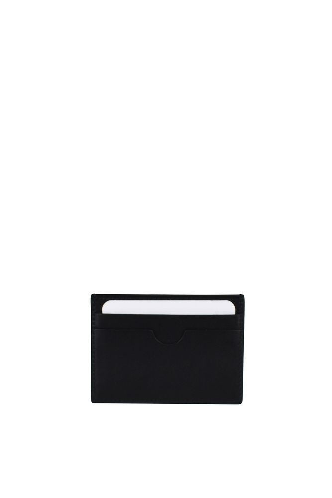 Off-White Black Leather Card Holder With Diagonal Stripes