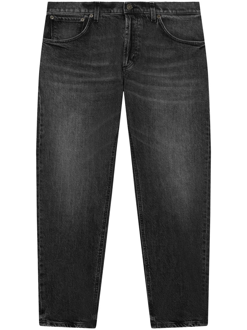 Dondup Straight-Leg Black Denim Trousers With Five-Pocket Design