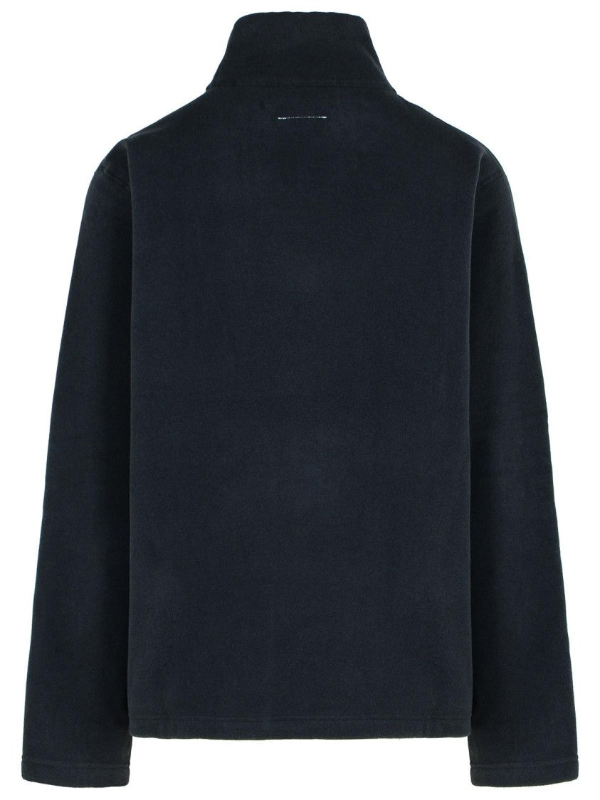 Mm6 By Maison Margiela Oversized Dark Grey Fleece Sweatshirt With Contrast Detailing