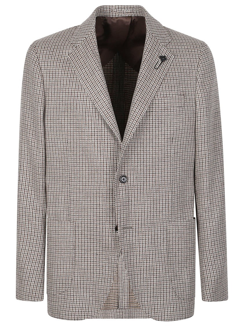 Lardini Iconic Checkered Virgin Wool-Cashmere Blazer