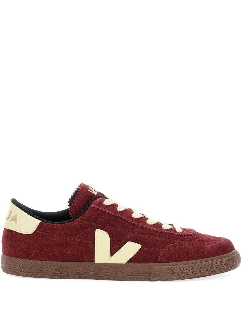 Veja Low-Top Bordeaux Suede Sneakers With Cream Accents
