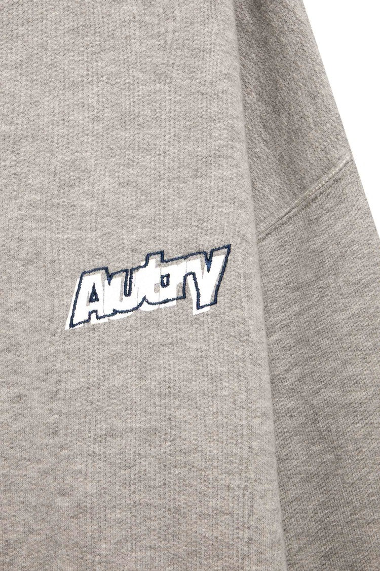 Autry Grey Central Logo Cotton Crewneck Sweatshirt