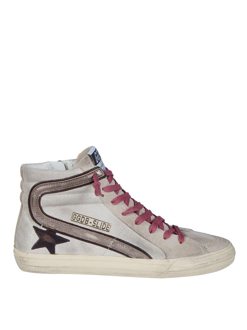 Golden Goose Slide Shimmer Suede Upper Leather Star Wave Sneakers