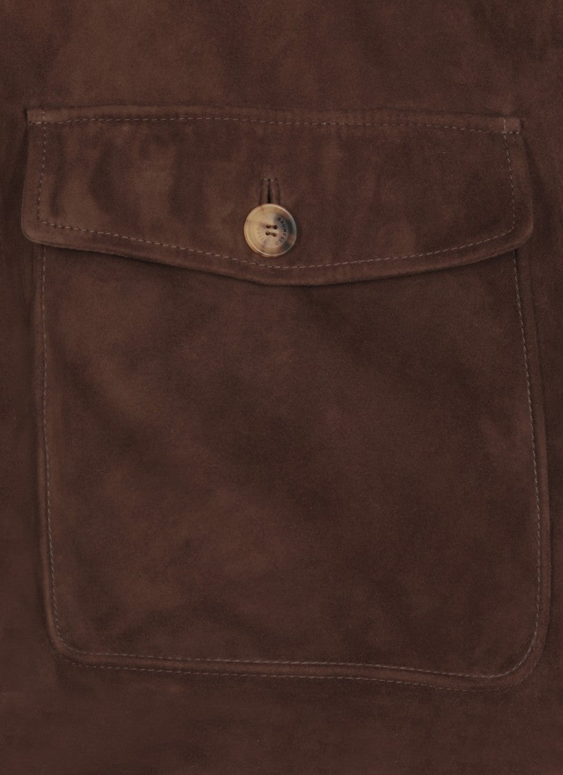 Brunello Cucinelli Brown Suede Leather Jacket