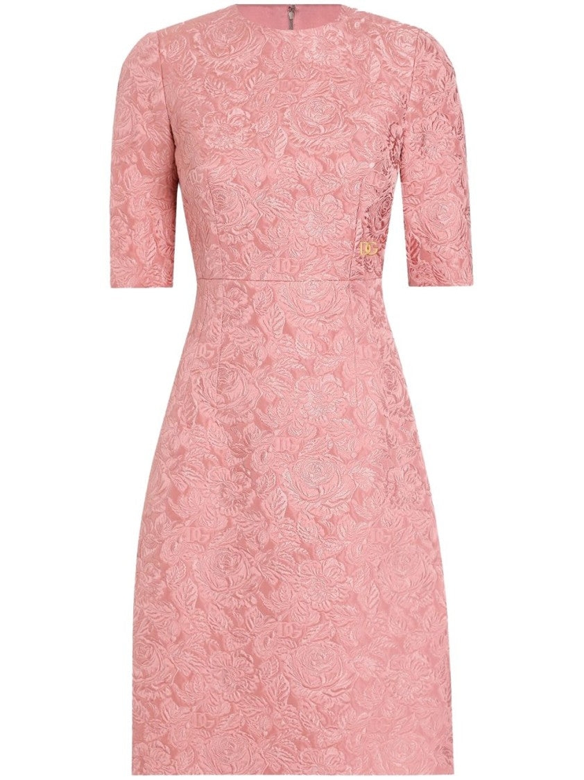 Dolce & Gabbana Fitted Floral Pattern Dress With Round Neckline