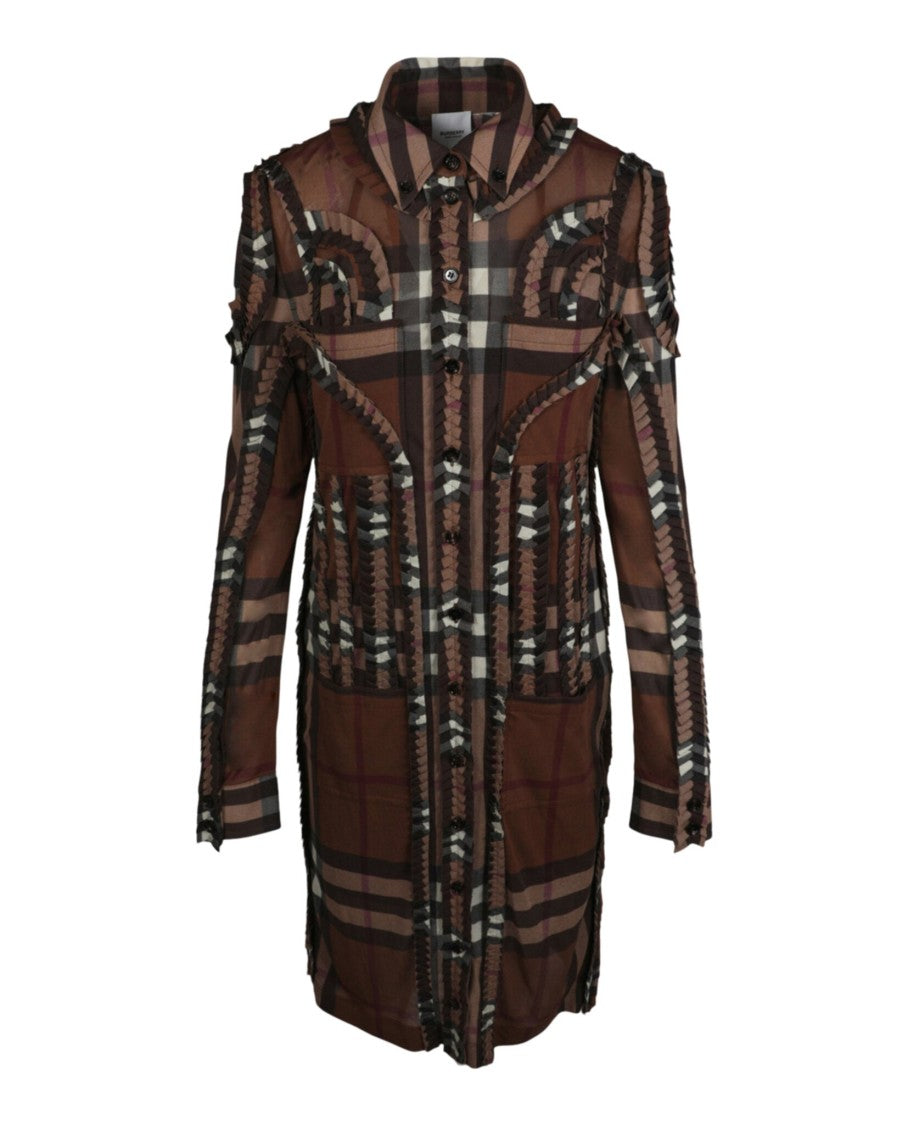 Burberry Pleated Shirt Dress With Button-Down Closure