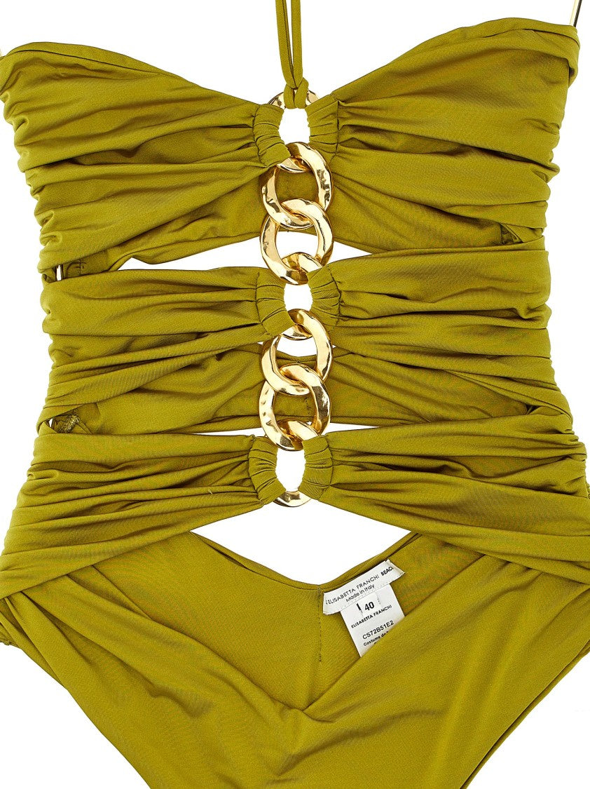 Elisabetta Franchi Chain-Accented One-Piece Swimsuit With Cut-Out Details