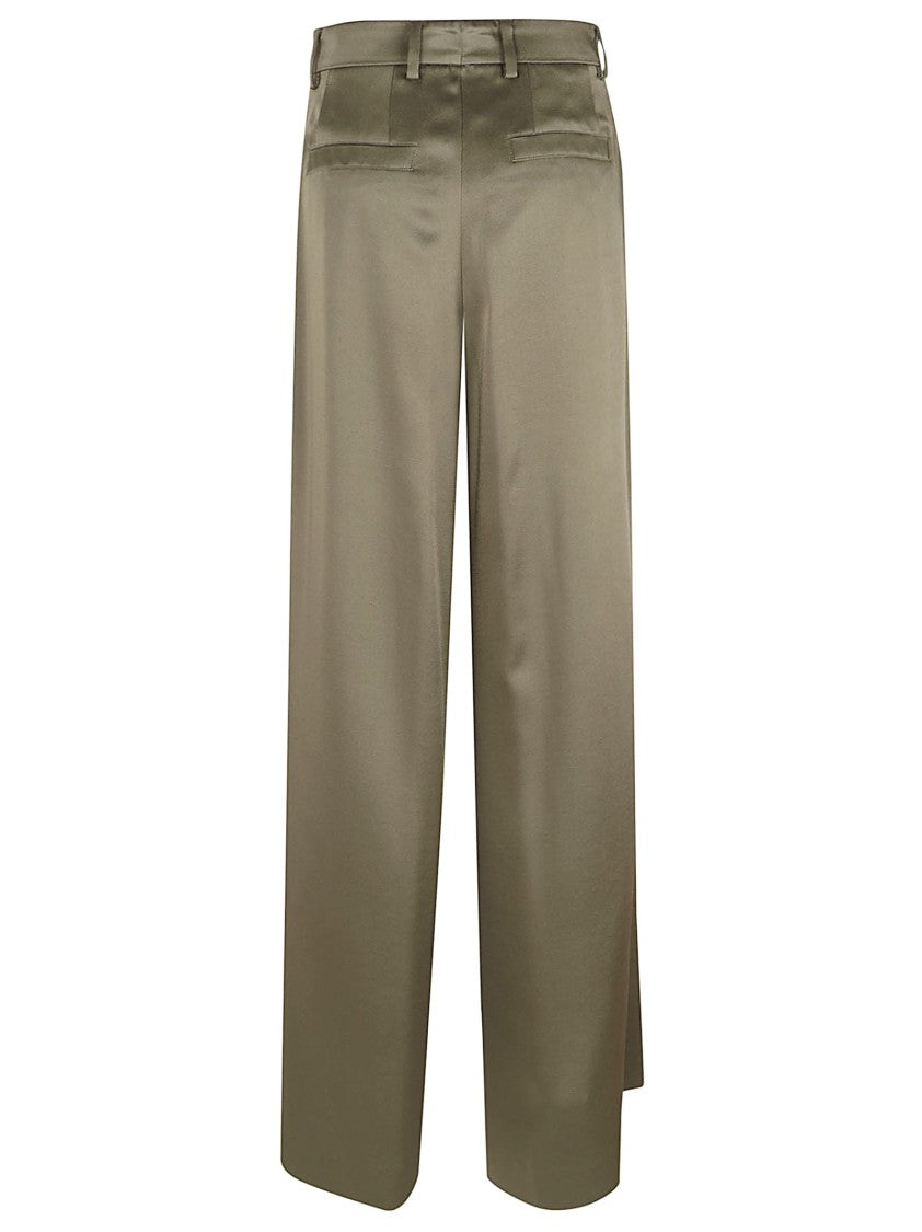 Dries Van Noten High-Waisted Green Trousers With Straight-Leg Silhouette