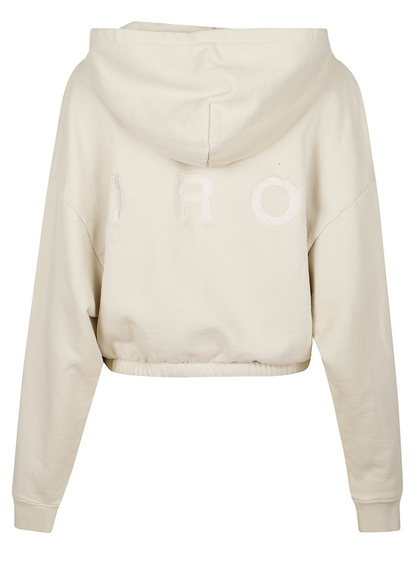 Iro Cropped Zip-Up Sweatshirt With Hood And Ribbed Details