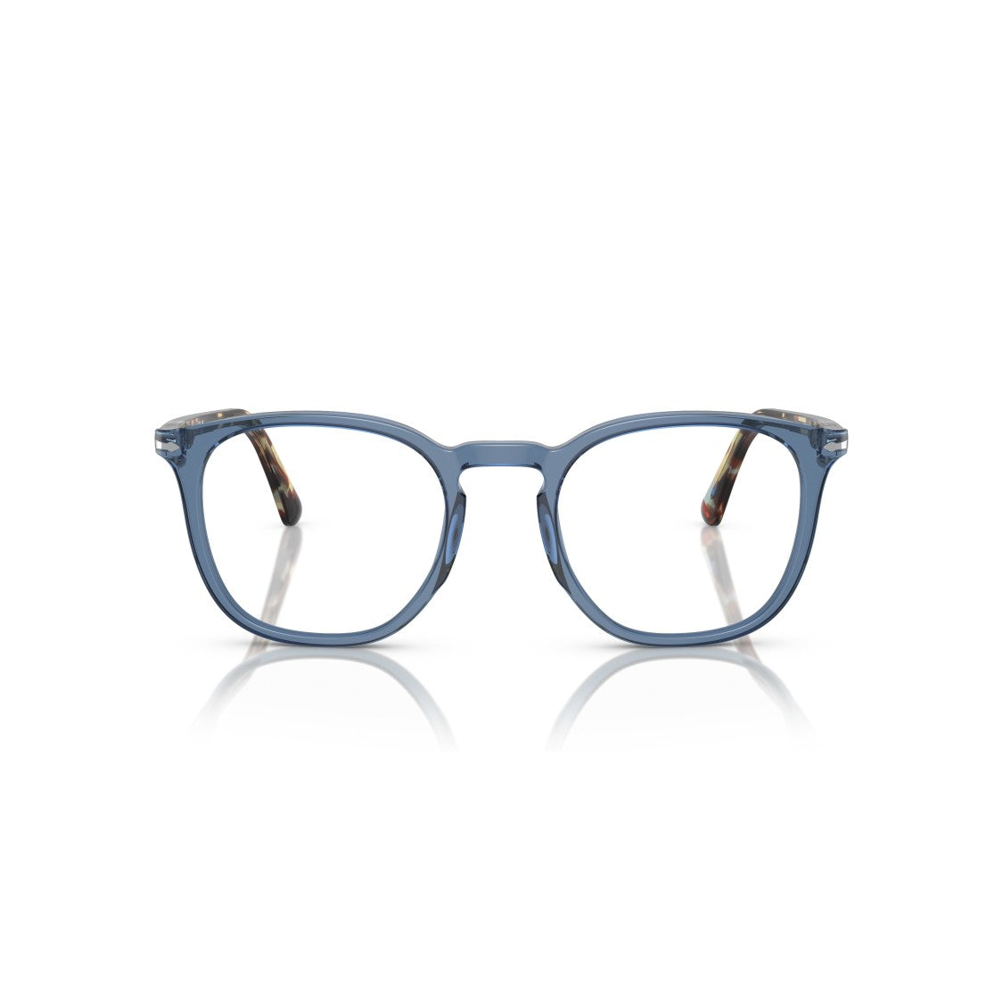 Persol 0Po3318v Rounded Square Eyeglasses With Translucent Blue Front