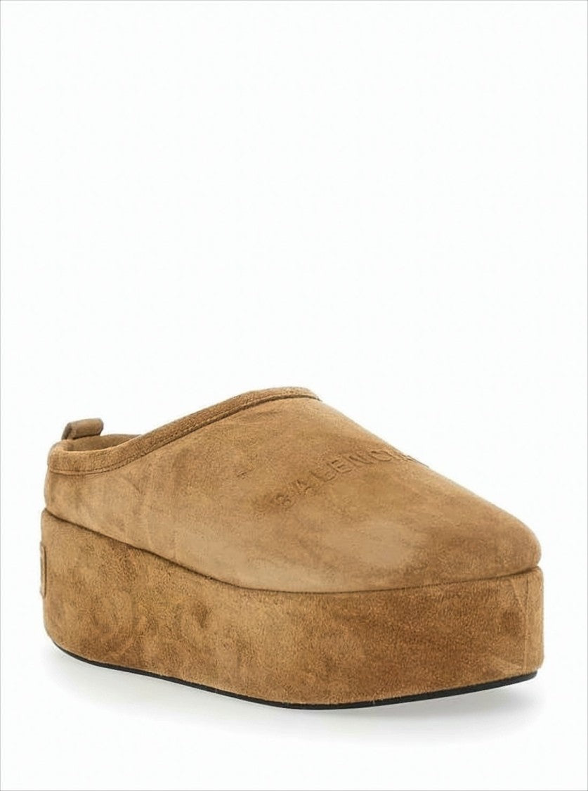 Balenciaga Plush Suede Mule With Thick Platform Sole