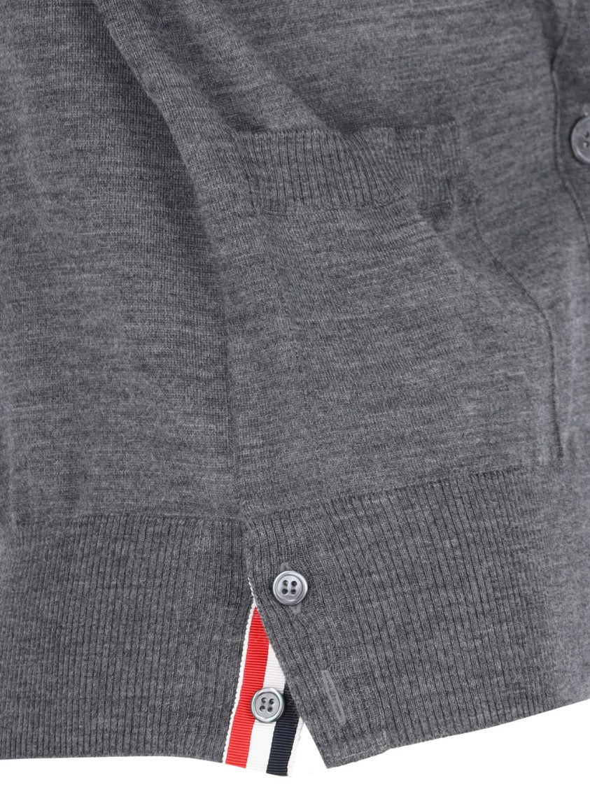Thom Browne "4-Bar" V-Neck Cardigan – Grey