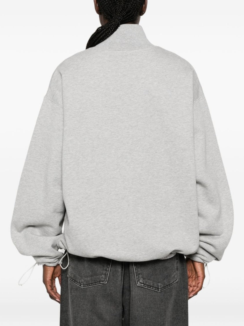 Miu Miu Light Grey Zip-Up High-Collar Sweatshirt