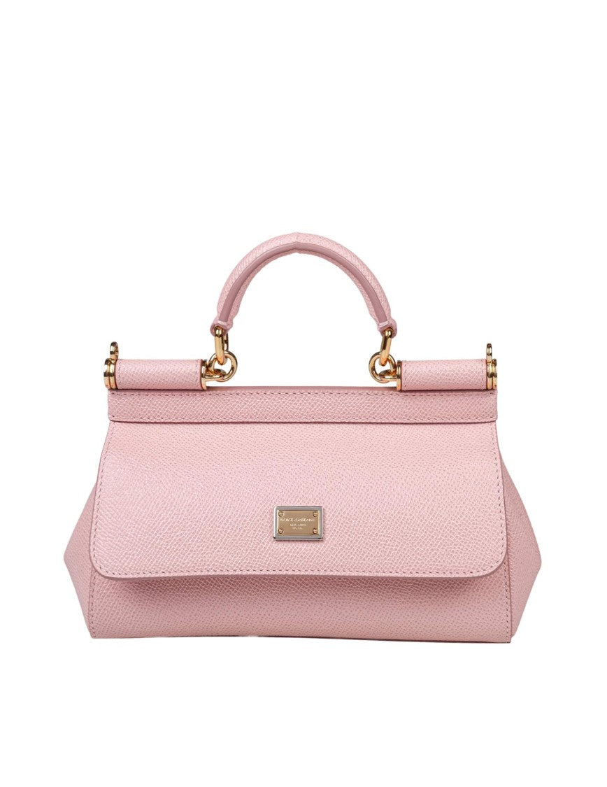 Dolce & Gabbana Mini Sicily Dauphine Leather Bag Nude Pink