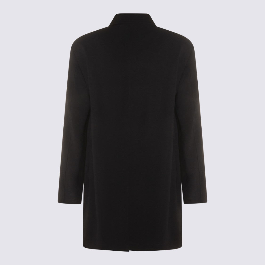 Montecore Minimalist Black Coat With Stand Collar