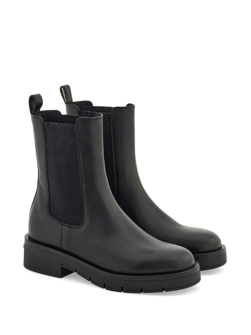 Salvatore Ferragamo Goat Skin Leather Elastic Side Boots