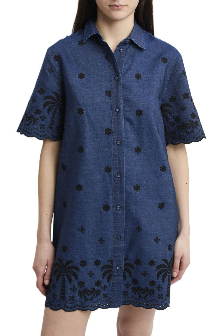 Mc2 Saint Barth Short-Sleeved Shirt Dress With Embroidered Floral