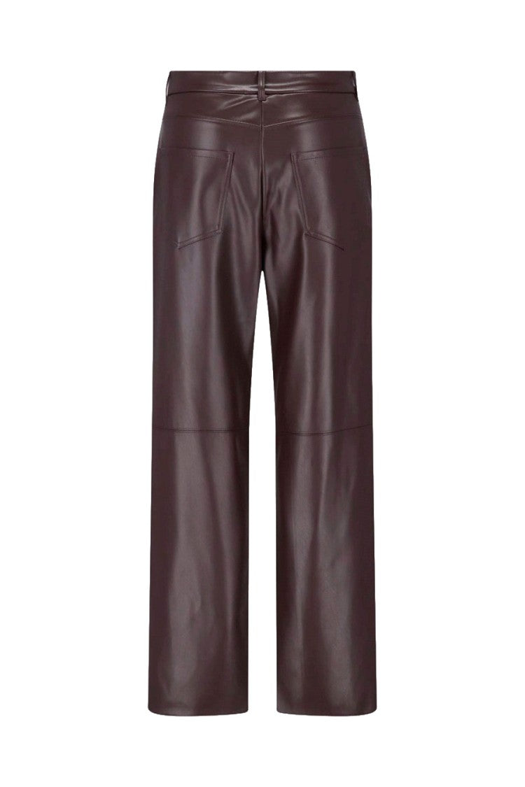 Max Mara Burgundy Smmsospiro Leather-Look Straight-Leg Pants