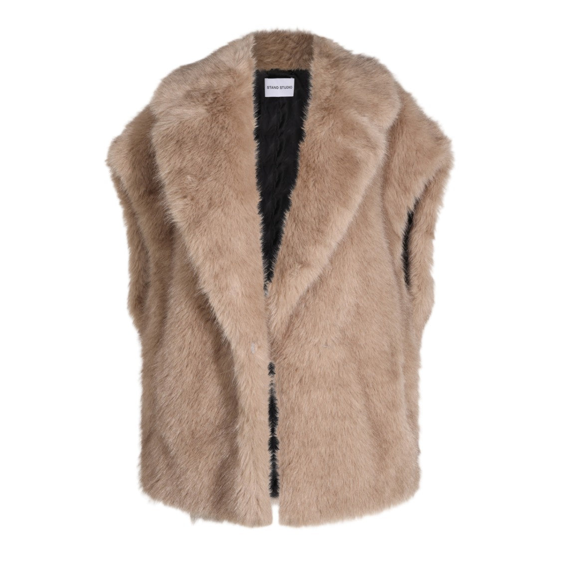 Stand Studio Sleeveless Notched Lapel Faux Fur Coat