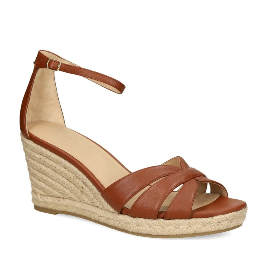 Lauren Ralph Lauren Brown Nellie Leather Crisscross Wedge Espadrilles