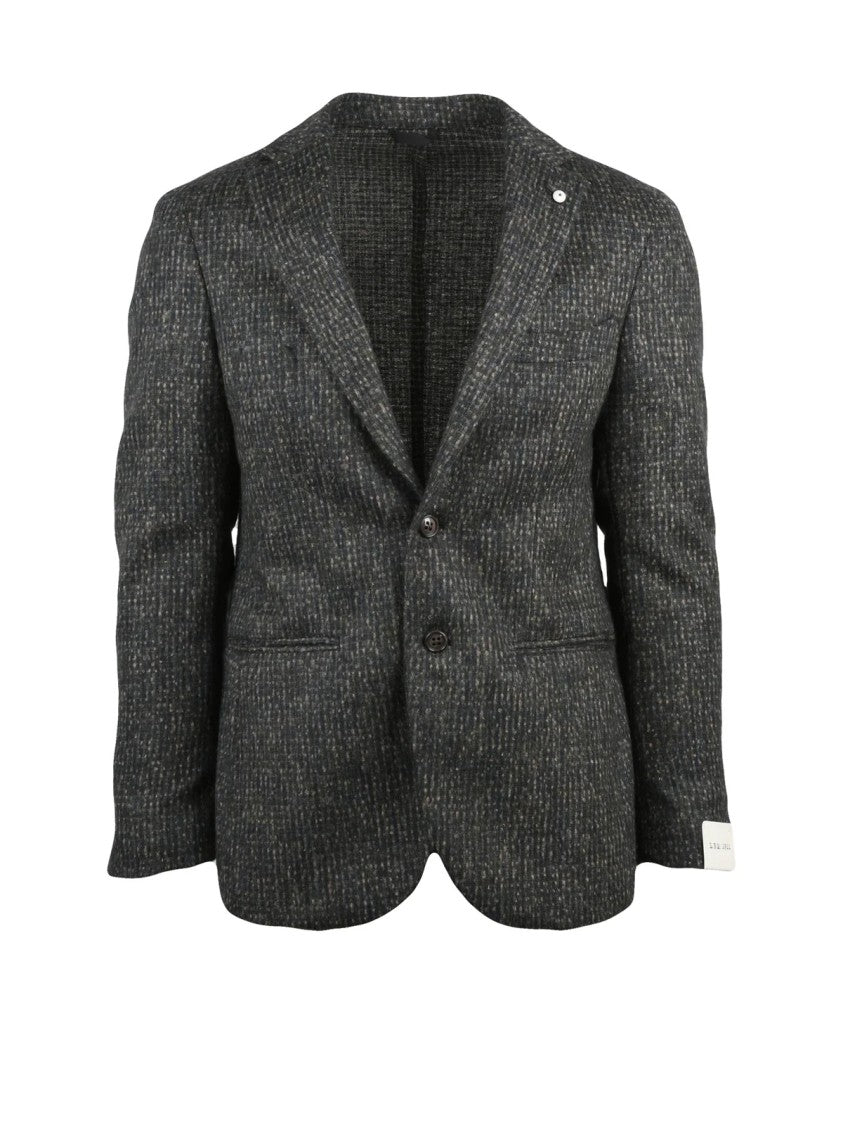 L.B.M. 1911 Textured Multicolor Rounded Jacket With Classic Button Closure