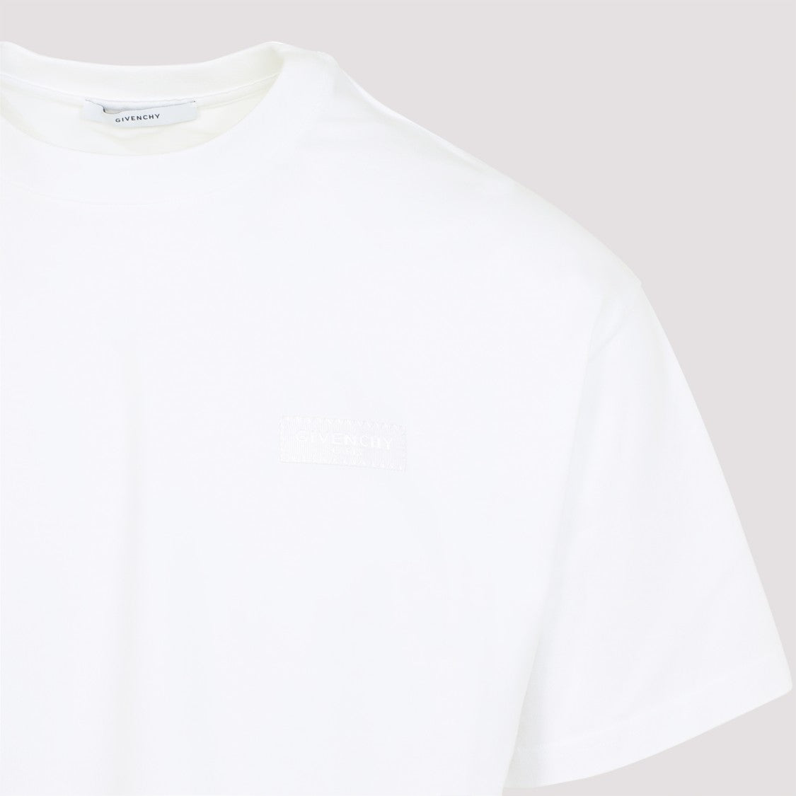 Givenchy White Plain Cotton T-Shirt With Tonal Logo Detail