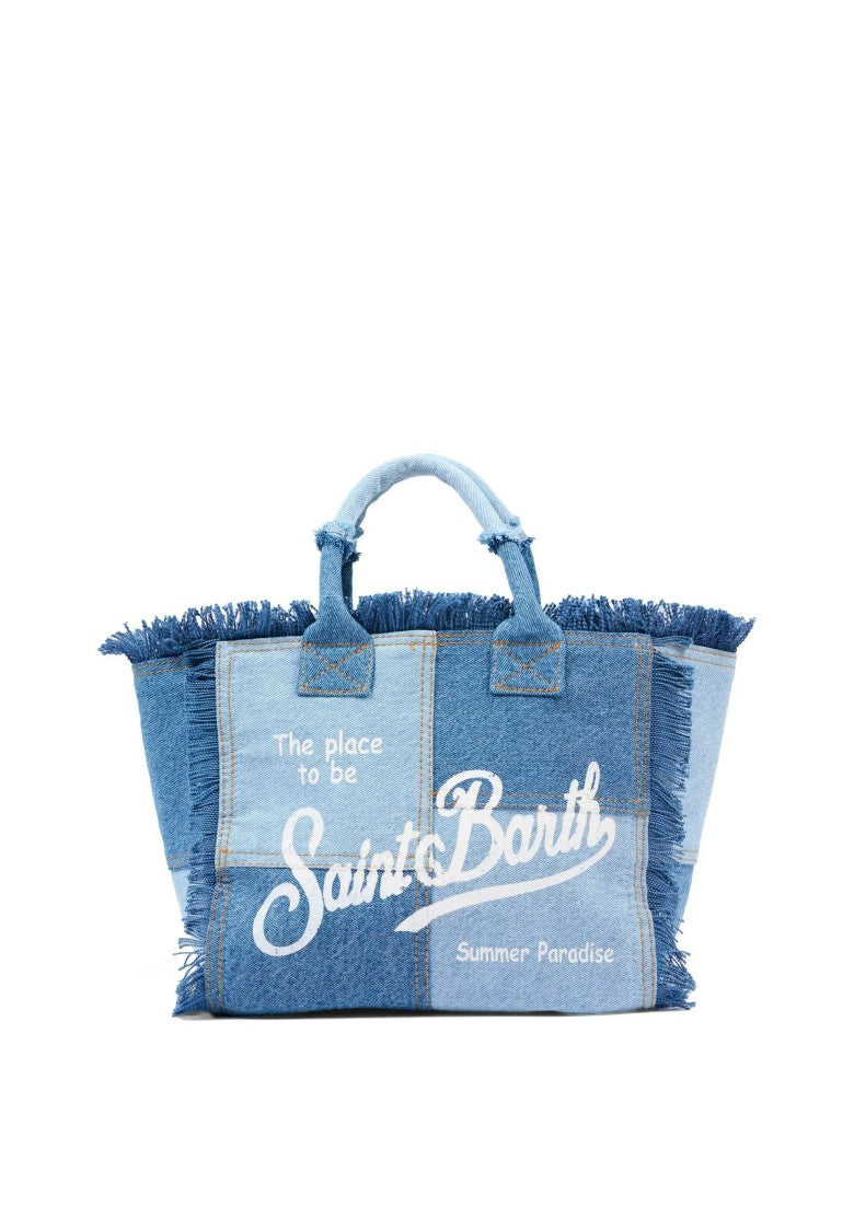 Mc2 Saint Barth Denim Blue Colette Cotton Handbag