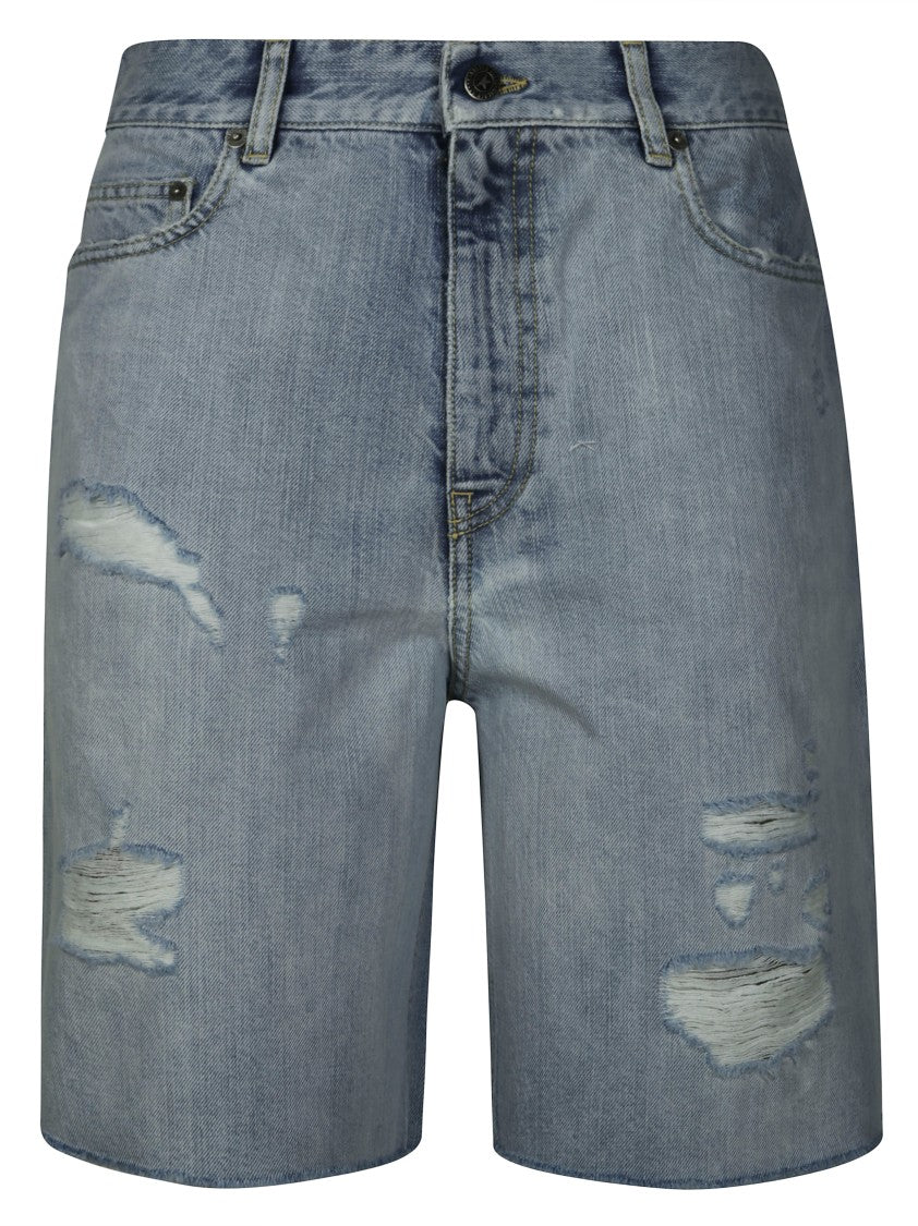 Golden Goose Destoyed Bleached Denim Short Pant