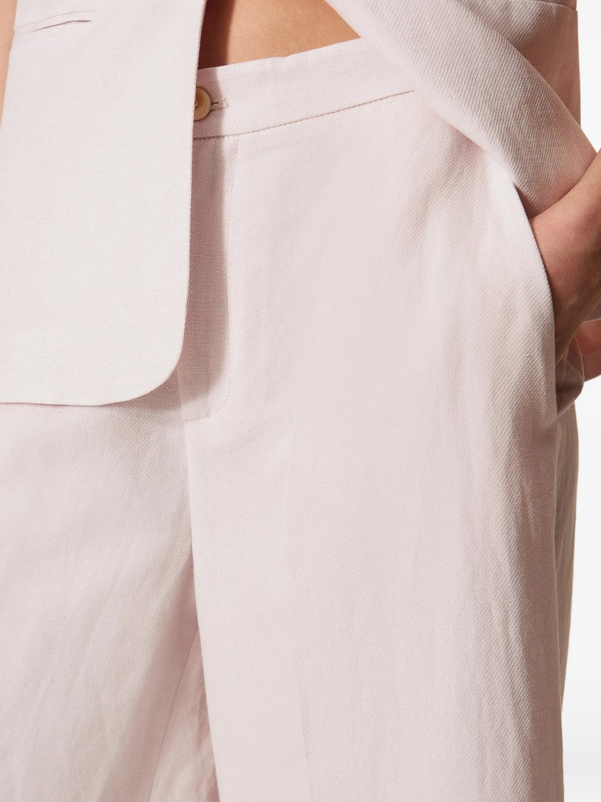 Twin-Set Pantalone High-Waisted Wide-Leg Linen Pants