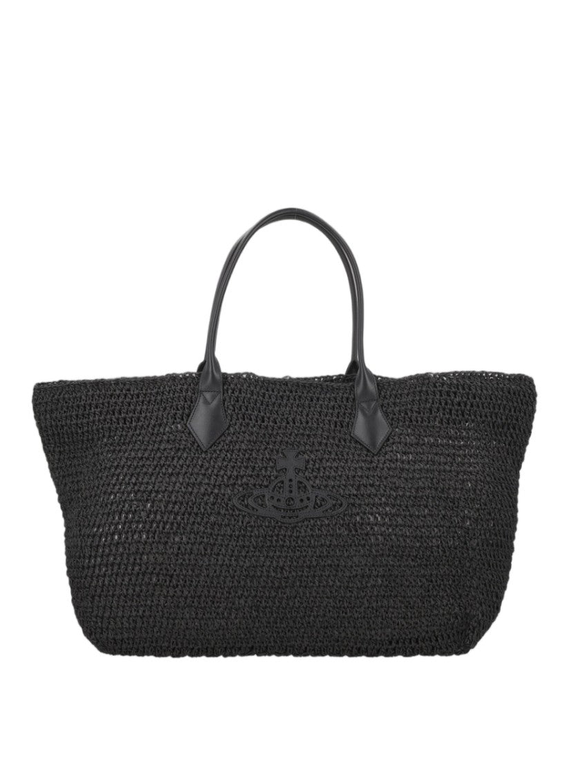 Vivienne Westwood Black Woven Paper Tote Bag