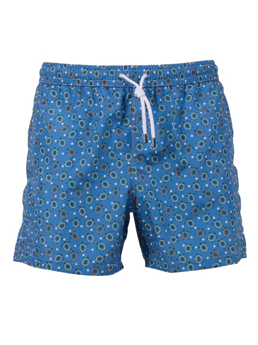 Fedeli Vibrant Blue Playful Motif Swim Shorts