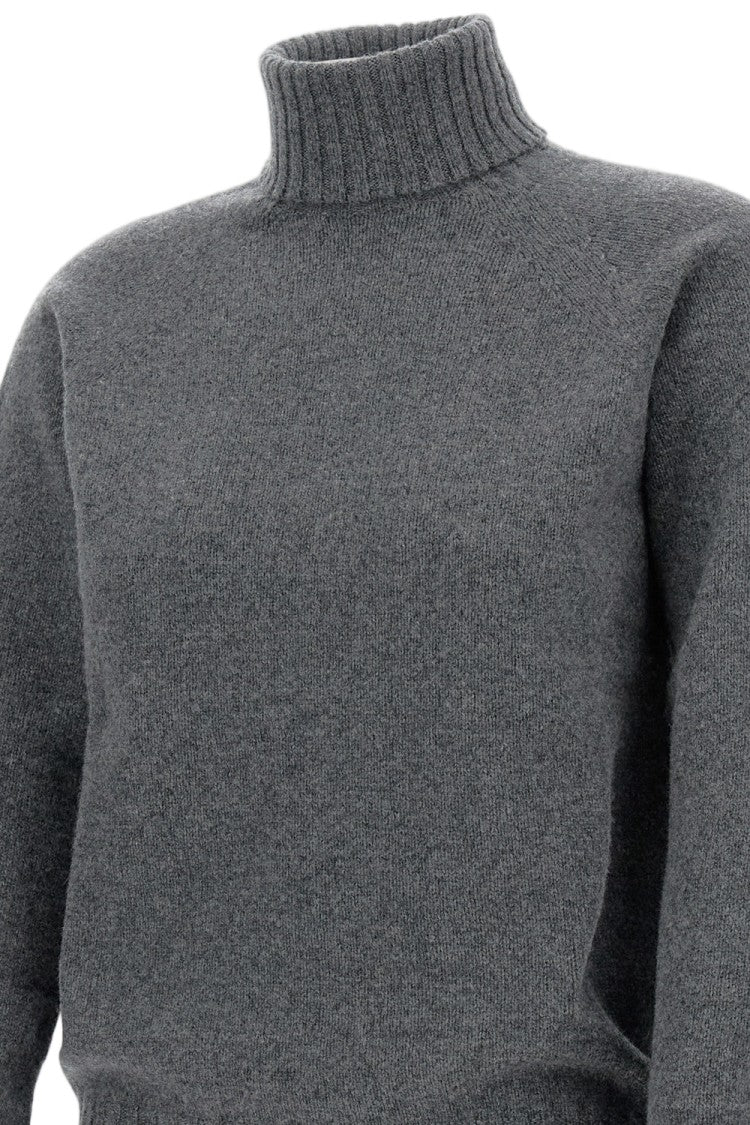 Drumohr Flat-Knit Wool Turtleneck Sweater With Ribbed Details