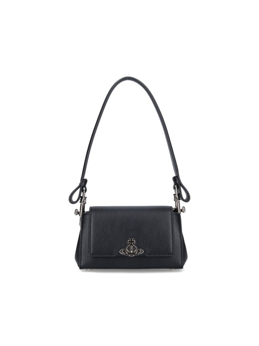 Vivienne Westwood Structured Black Faux Leather Crossbody Bag