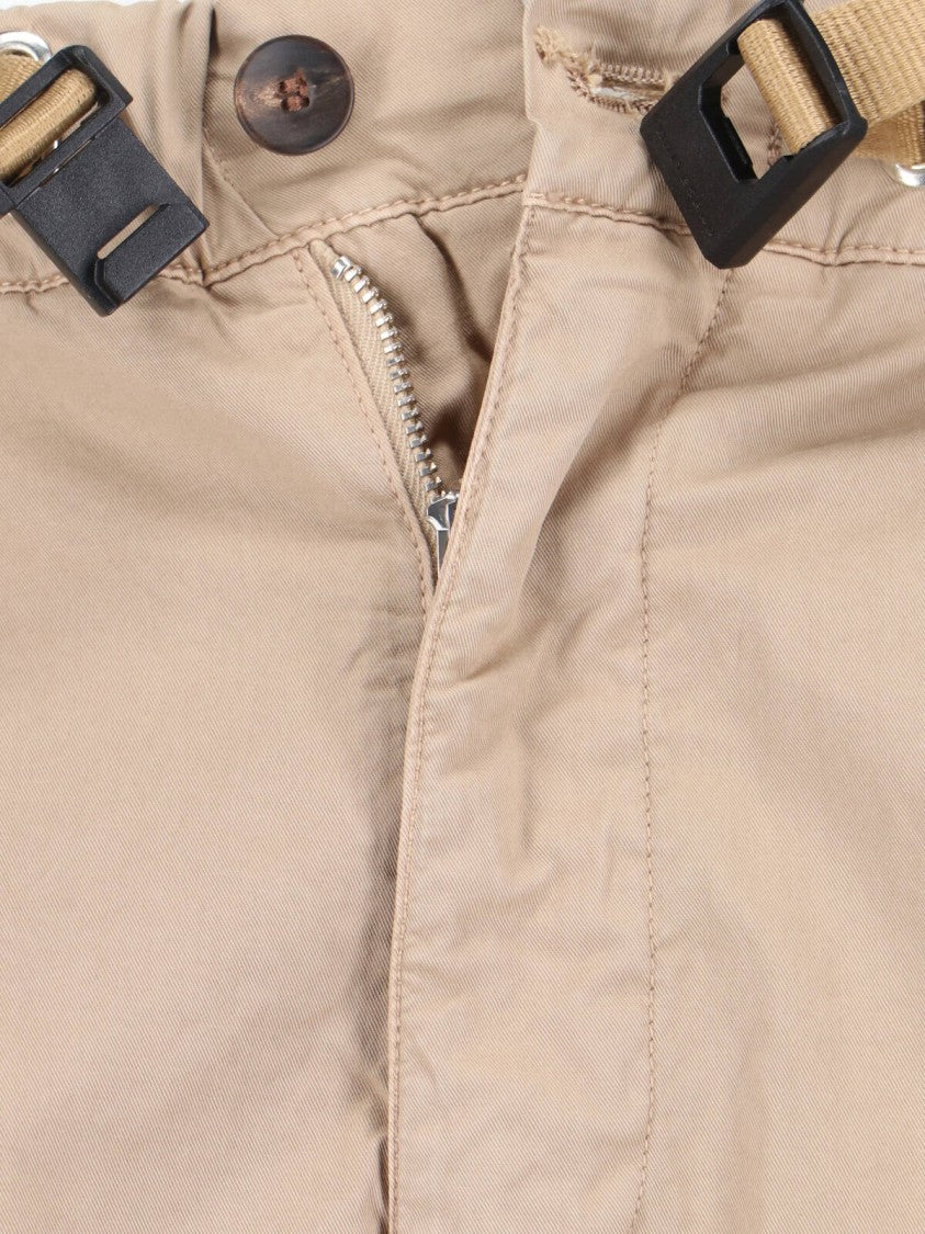 White Sand Straight-Leg Pants With Elastic Waistband And Adjustable Belt