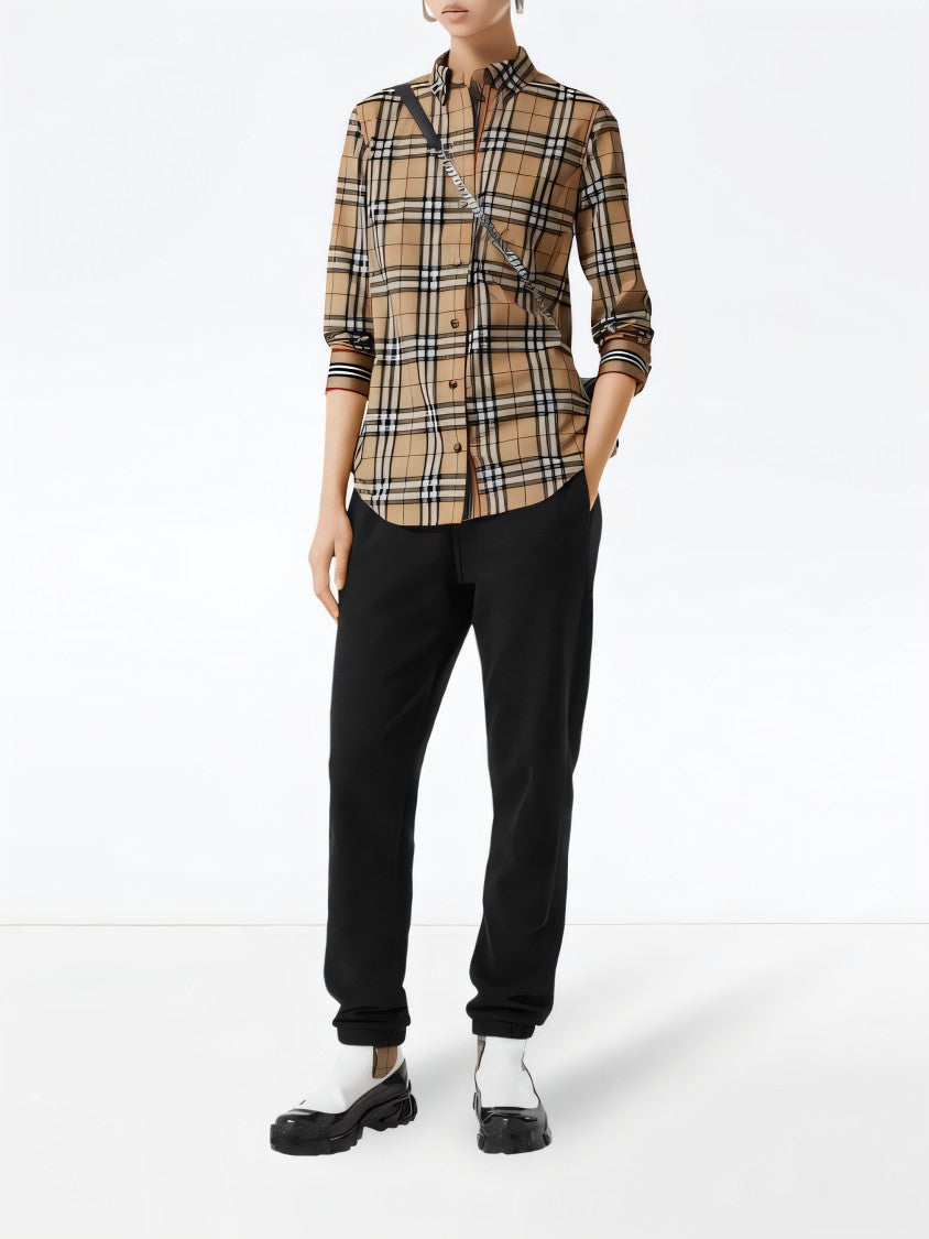 Burberry Tailored Plaid Shirt With Button-Down Front