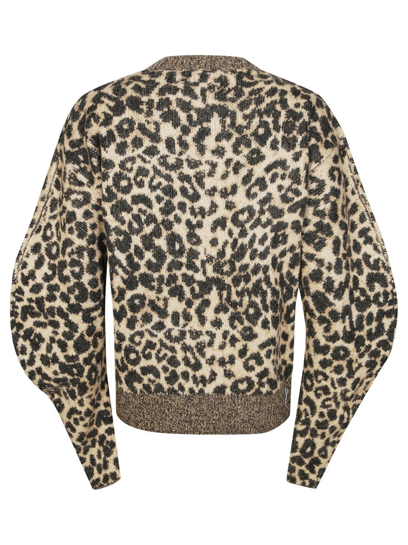 Nude Long-Sleeve Sweater With Bold Animal Print
