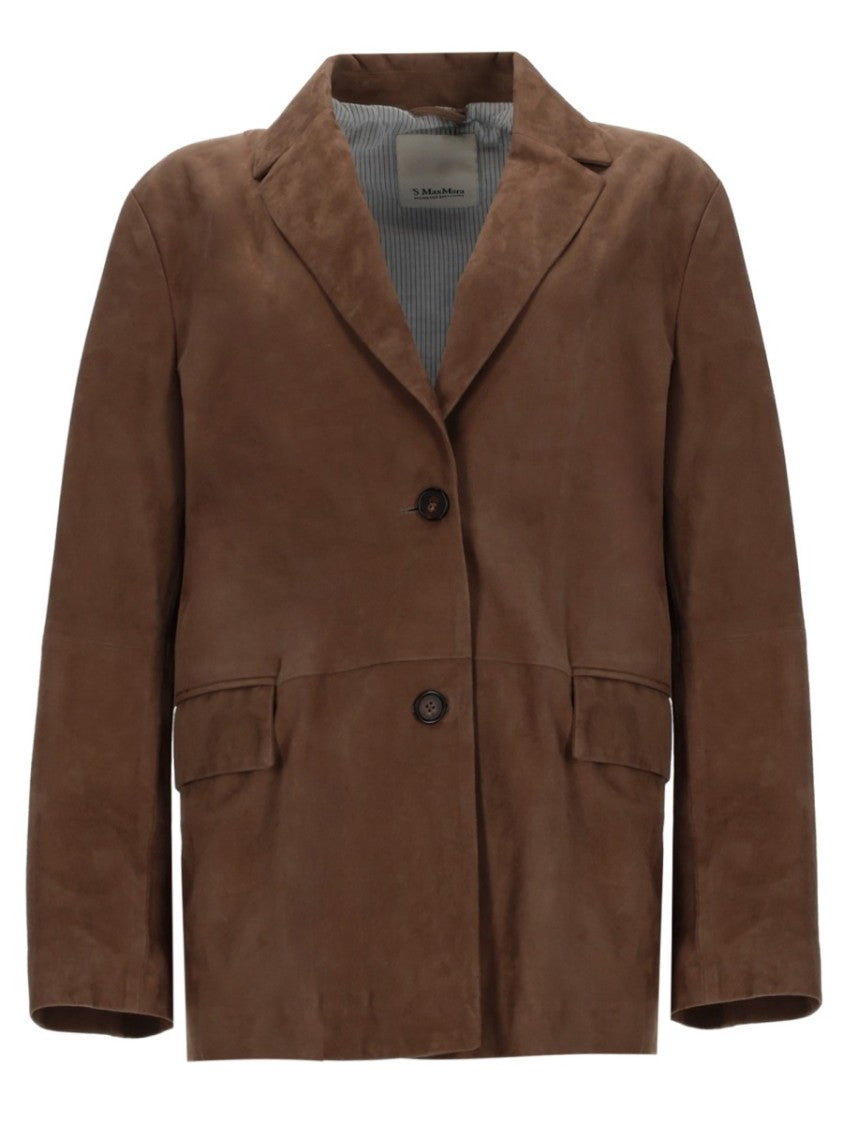 Max Mara Anfora Brown Tailored Leather Jacket