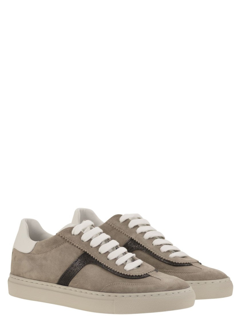 Brunello Cucinelli Suede Trainers With Precious Detailing