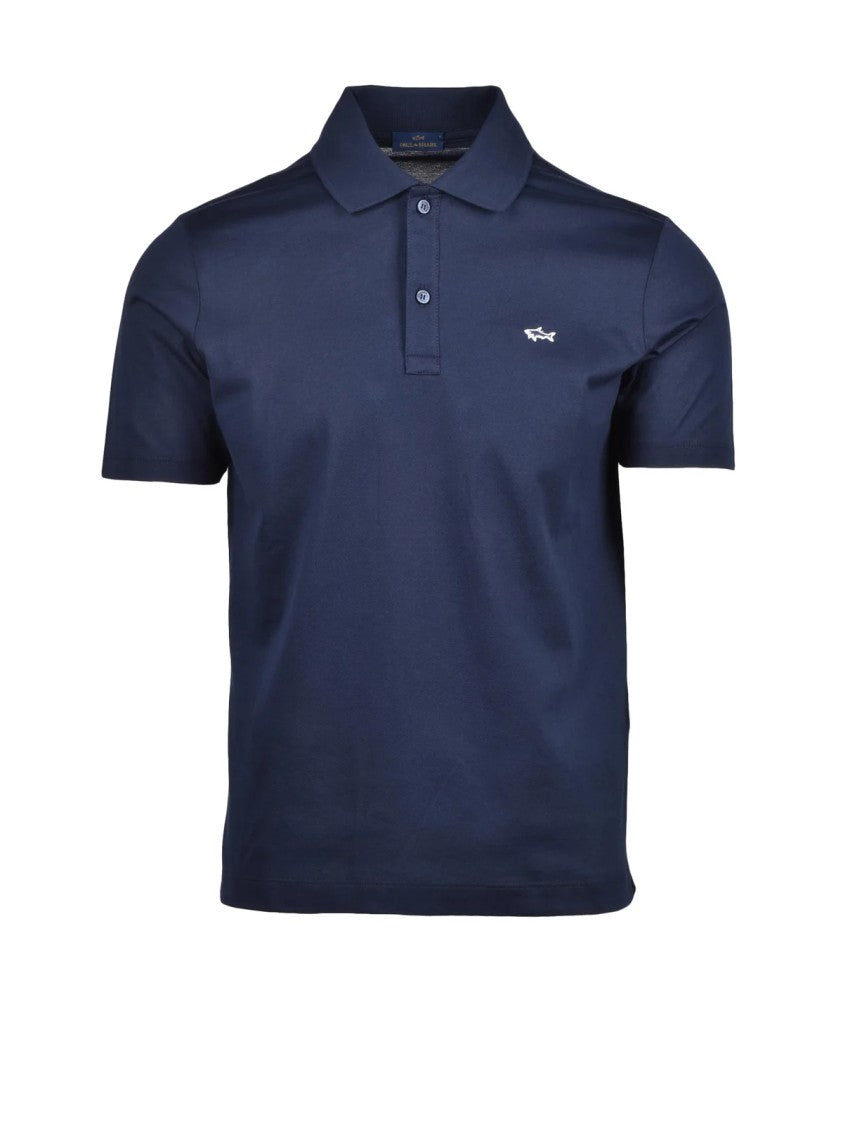 Paul & Shark Blue Cotton Embroidered Polo Shirt